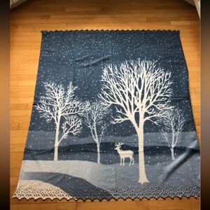 Winter Wonderland Blue and White Fleece Throw Blanket